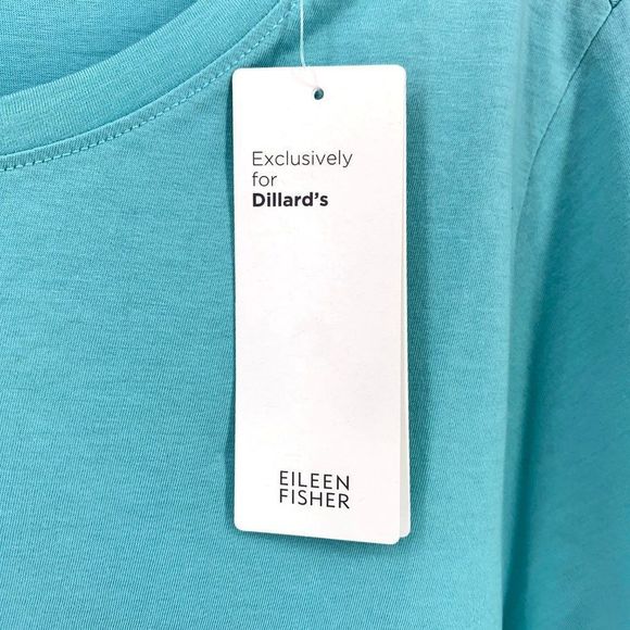 Eileen Fisher Round Neck T Shirt Womens Size X-Small Aqua Green Organic Cotton - Picture 4 of 6